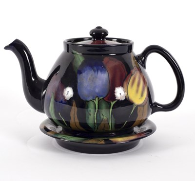 Lot 68 - Royal Stanley Jacobean pottery, a teapot and...