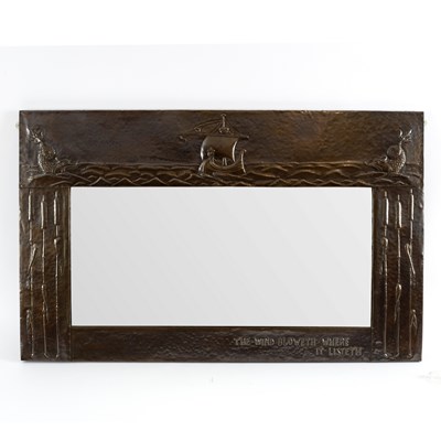 Lot 105 - An Arts and Crafts copper wall mirror, the...