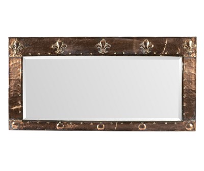 Lot 109A - A Newlyn School copper wall mirror, the...