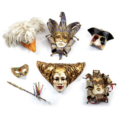 Lot 117 - Six Venetian papier-mâché ball masks, various...