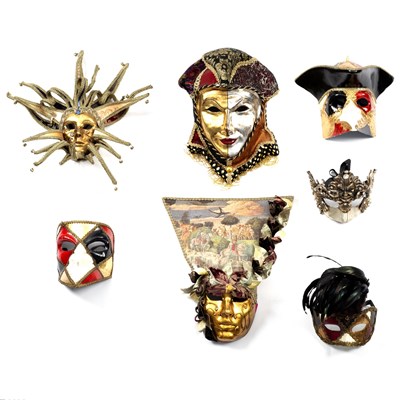 Lot 118 - Seven Venetian papier-mâché ball masks,...