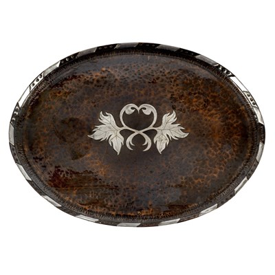 Lot 122 - Paul Gilling, a copper and pewter tray in the...