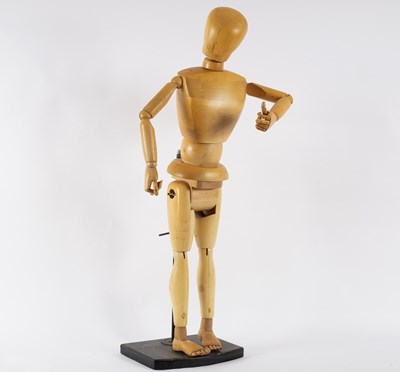 Lot 131 - A large articulated artist's mannequin,...