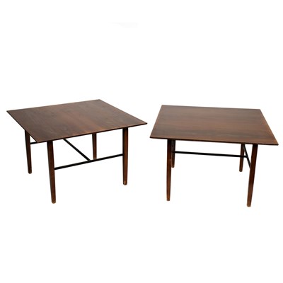 Lot 187 - Two Knoll walnut tables, each with rectangular...