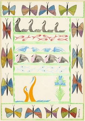 Lot 292 - Scottie Wilson (British 1888-1972)/Birds, Fish...