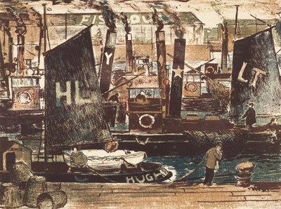 Lot 367 - Arthur Charlton (British 1917-2007)/Fish Quay,...