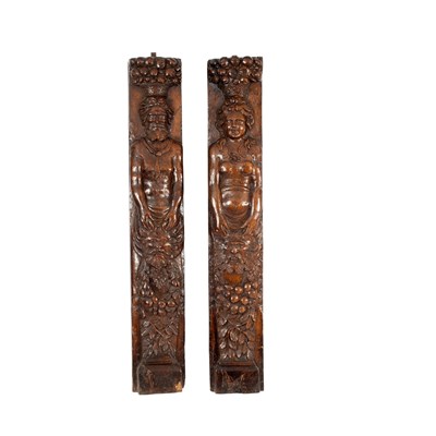 Lot 29 - A pair of French carved oak panels, 18th...
