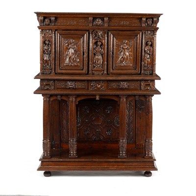Lot 31 - A Flemish oak side cabinet, 16th Century and...