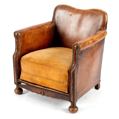 Lot 33 - A child's upholstered leather chair