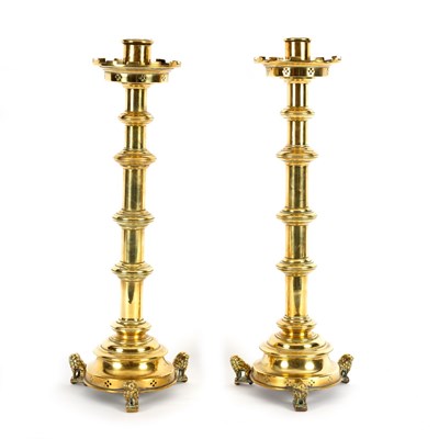 Lot 34 - A pair of 19th Century Gothic brass...