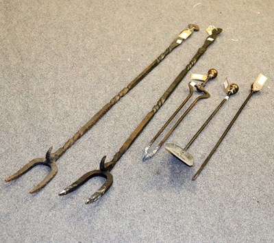 Lot 40 - A quantity of wrought iron and other fire irons