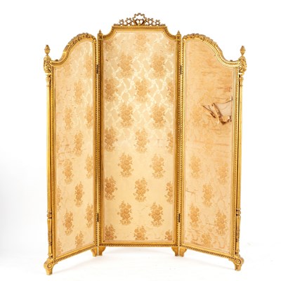 Lot 45 - An Edwardian three-panel, two-fold screen with...