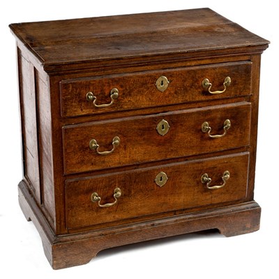 Lot 66 - A late 18th Century oak chest of three drawers...