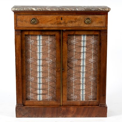 Lot 76 - A marble topped cabinet enclosed by two mesh...