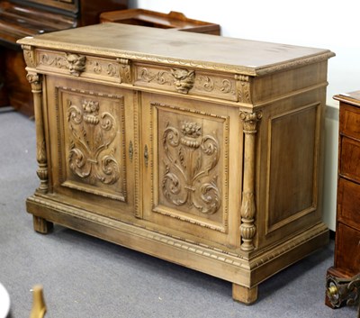 Lot 106 - A Victorian carved side cabinet, the drawers...