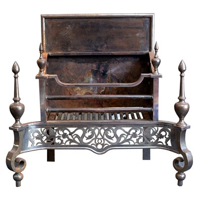 Lot 117 - A burnished steel fireplace of Adam design,...