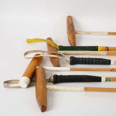 Lot 128 - Eight polo sticks, various