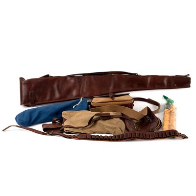 Lot 133 - A travel chair, a cartridge belt, a canvas gun...