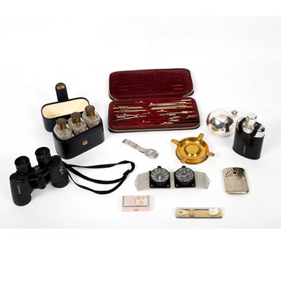 Lot 134 - A pair of Bushnell binoculars, a hip flask,...