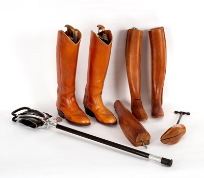 Lot 139 - A pair of Browns leather riding boots, various...