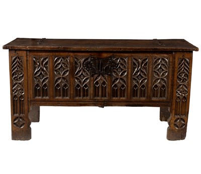 Lot 150 - A North German oak coffer, probably late...