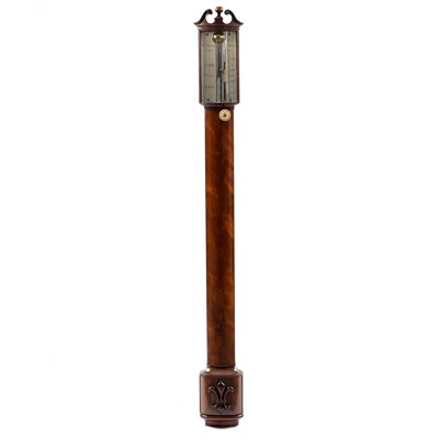 Lot 155 - A George IV mahogany bowfront stick barometer,...