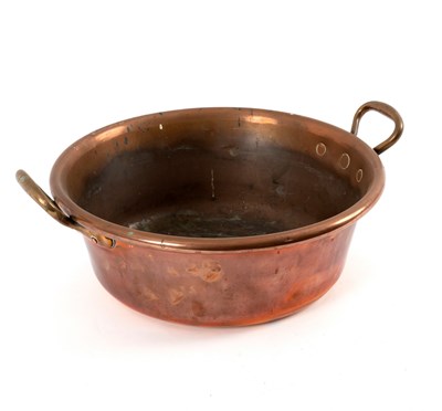 Lot 158 - A copper two-handled preserving pan, 49cm wide