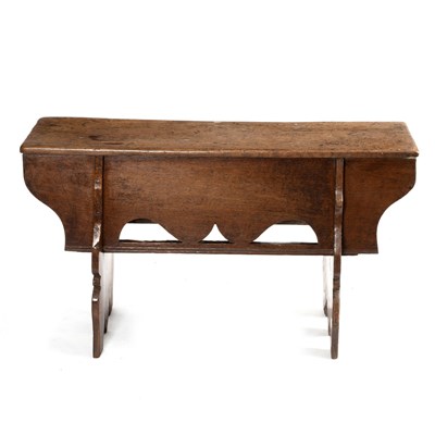 Lot 167 - A 16th Century style oak long boarded bench,...