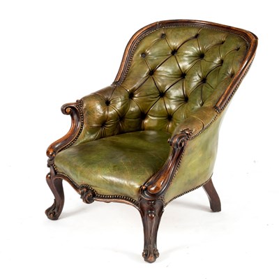 Lot 173 - An early Victorian walnut chair with deep...