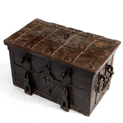 Lot 189 - A wrought iron Armada chest, probably German...