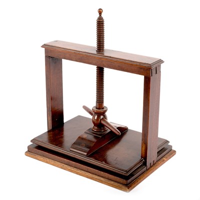 Lot 198 - A small mahogany book press, 43cm high