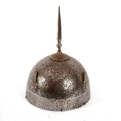 Lot 206 - A Turkish helmet with incised foliate...