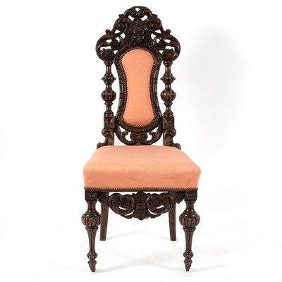 Lot 259 - A Carolean style oak single chair with moulded...