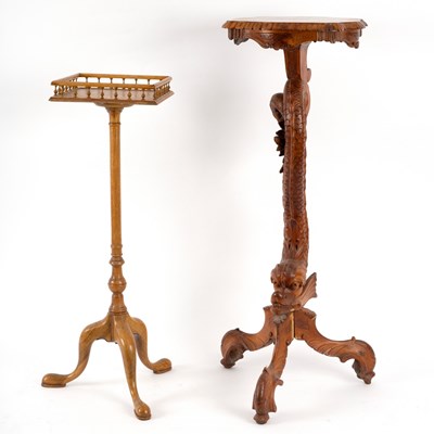 Lot 263 - A jardini?re stand, the column carved a...