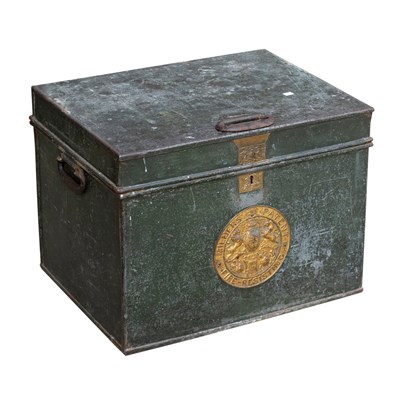 Lot 303 - A large metal strong box, Milners, Liverpool,...