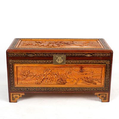 Lot 305 - An Indonesian camphor wood chest, carved...