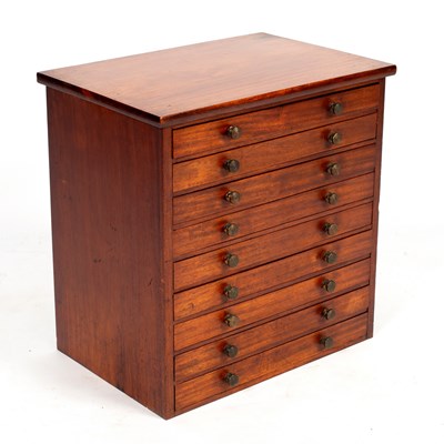 Lot 306 - A collector's mahogany cabinet of nine drawers,...