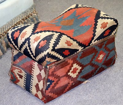 Lot 327 - A kilim covered box top stool with concave...