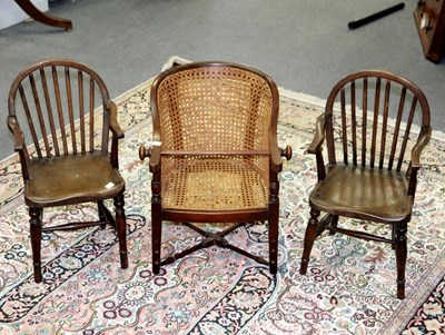 Lot 330 - Three children's chairs, two oak and one cane