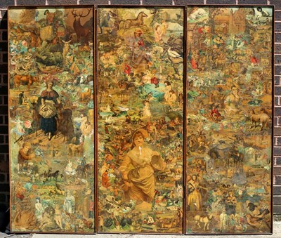 Lot 332 - A three-panel two-fold screen, with Victorian...