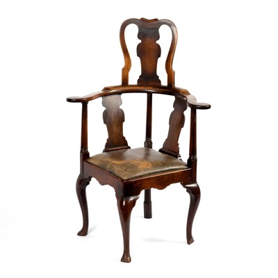 Lot 333 - A George I walnut barber's chair with three...