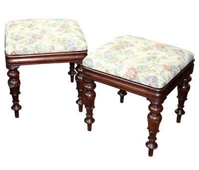 Lot 345 - A pair of William IV mahogany stools with...