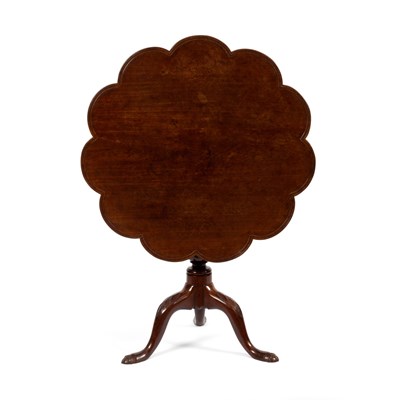 Lot 350 - A George II mahogany lobed table with birdcage...