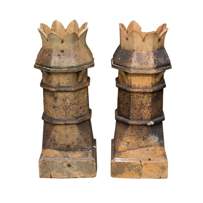 Lot 371 - A pair of crown top chimney pots, 87cm high