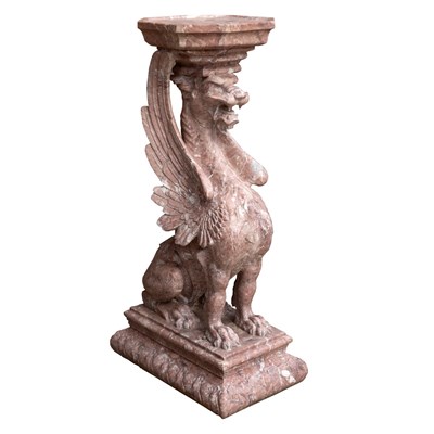 Lot 372 - A variegated marble garden pedestal in the...