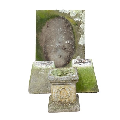 Lot 373 - Two squat staddle stone bases, 34cm high, a...