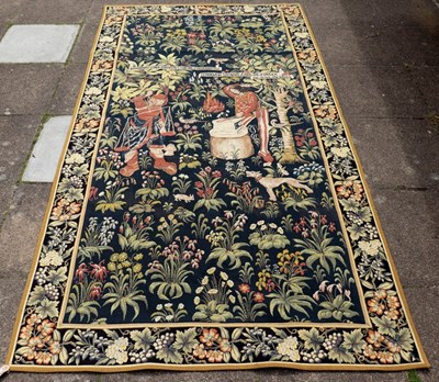 Lot 395 - A 20th Century tapestry depicting metal...