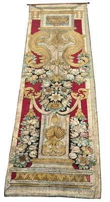 Lot 406 - A textile pillar hanging, possibly 18th...