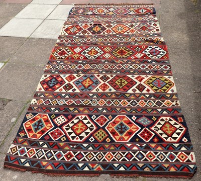 Lot 421 - A Kashgai kilim rug with allover geometric...