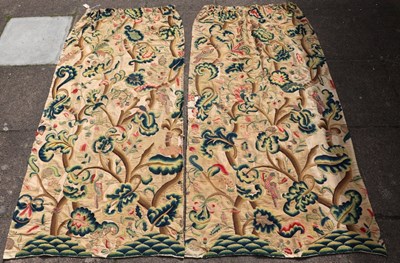 Lot 424 - A pair of crewel work curtains in the Jacobean...